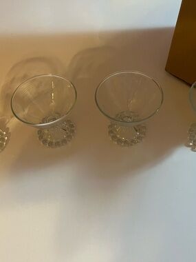 Set of Clear Glass Dessert Cups with Bubble Pedestals